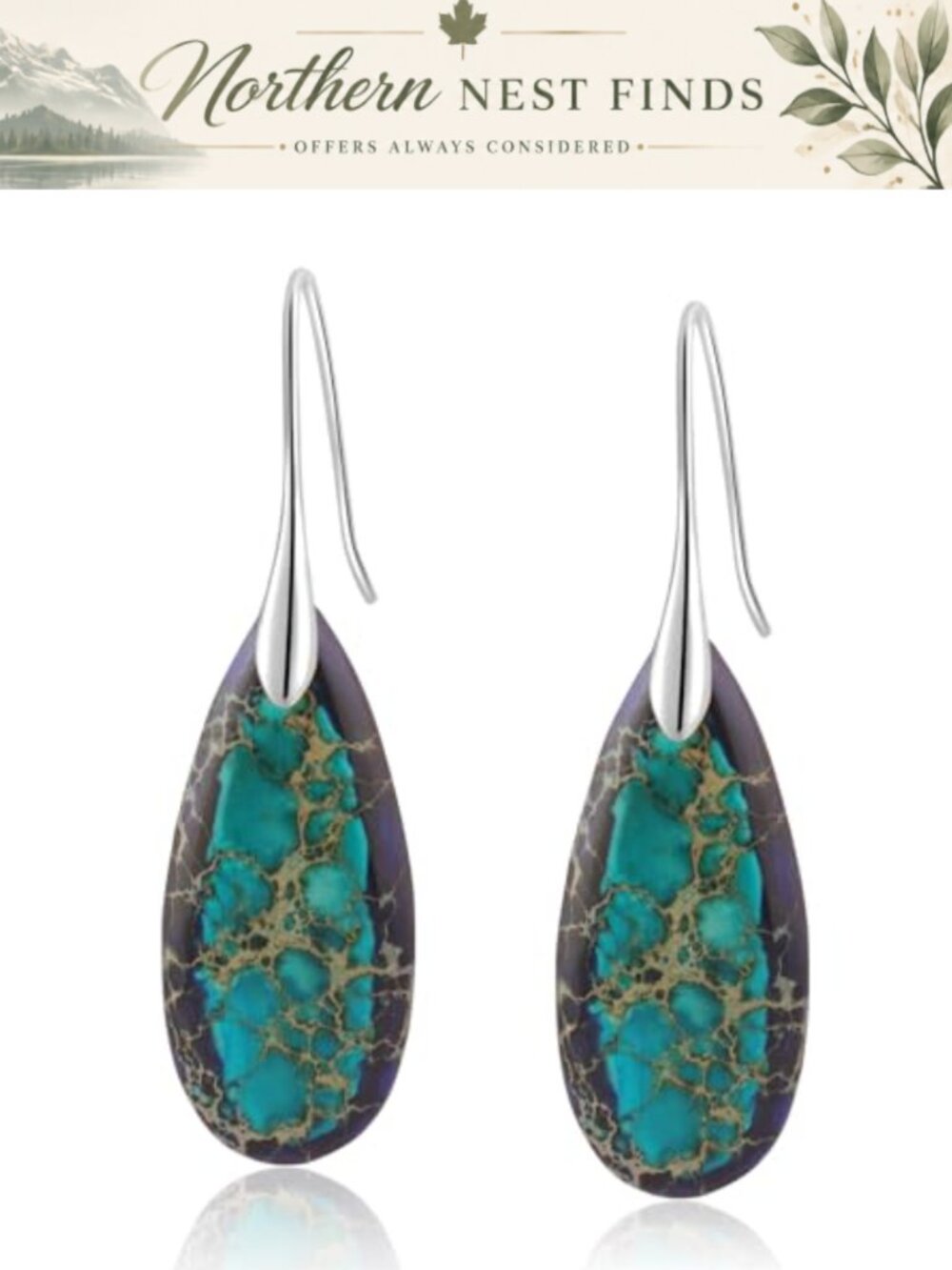 Natural Stone Fish Hook Dangle Drop Earrings Statement Fashion Jewelry
